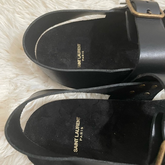 Saint Laurent Jam Calfskin Double-Buckle Slingback Sandals - Picture 3 of 6